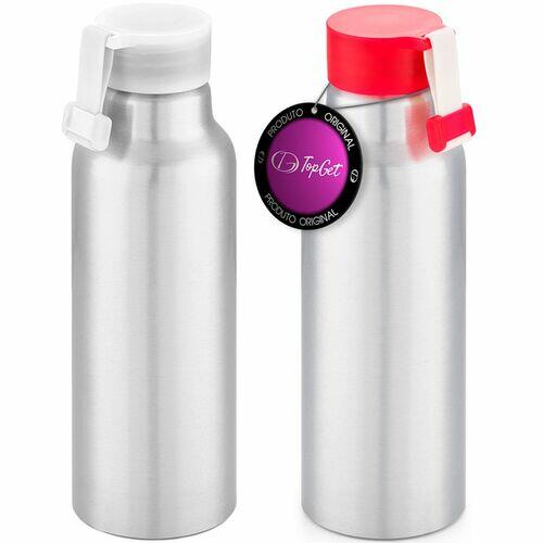 Kit 2x Garrafa Squeeze Alumínio 570 ml Phase TopGet Branco e Vermelho