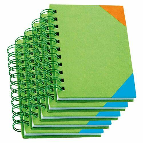 Kit 5x Mini Caderneta Capa Dura 8x10cm 60 Folhas Pautadas Verde Claro