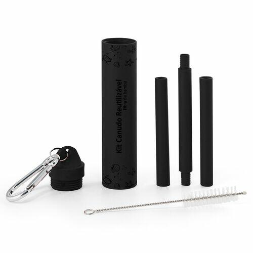 Kit Canudo e Escova em Fibra de Bambu TopGet