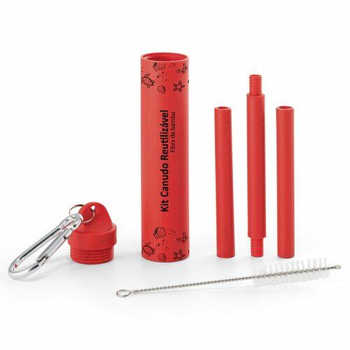 Kit Canudo e Escova em Fibra de Bambu TopGet