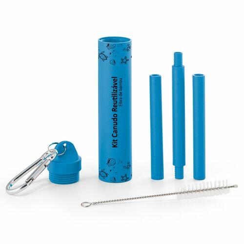 Kit Canudo e Escova em Fibra de Bambu TopGet