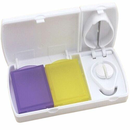 Kit 5x Porta Comprimidos com 2 Divisórias e Cortador TopGet Branco