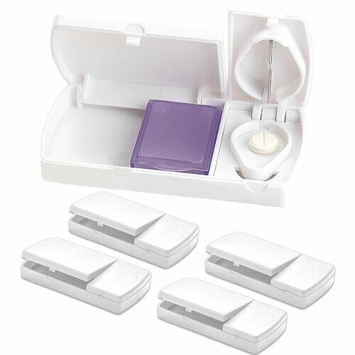 Kit 5x Porta Comprimidos com 2 Divisórias e Cortador TopGet Branco