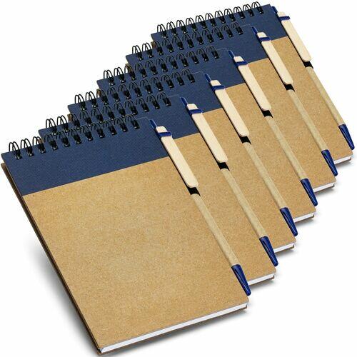Kit 6x Caderneta Pocket Eco com Caneta 10x14cm 60 Folhas TopGet Azul