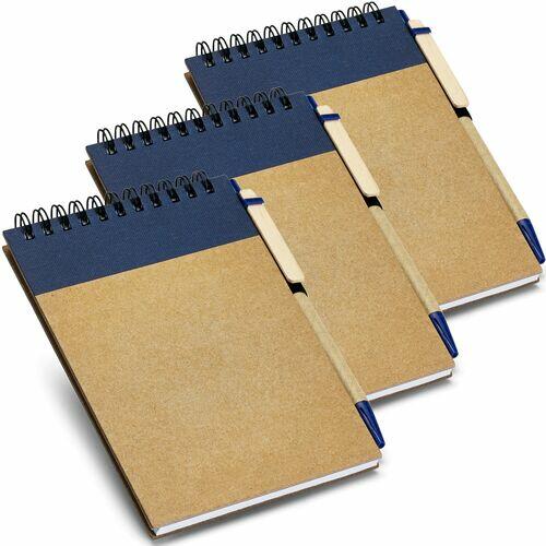 Kit 3x Caderneta Pocket Eco com Caneta 10x14cm 60 Folhas TopGet Azul