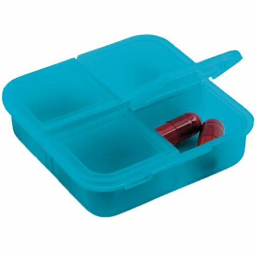 Kit 3x Porta Comprimidos com 4 Divisórias TopGet Azul Claro