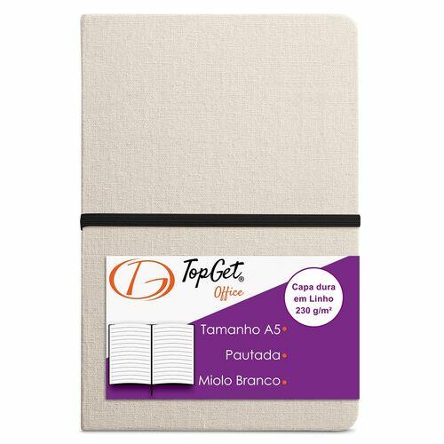 Kit 3x Caderneta Linen 14x21cm 96 Fls Pautadas Bege e Preto