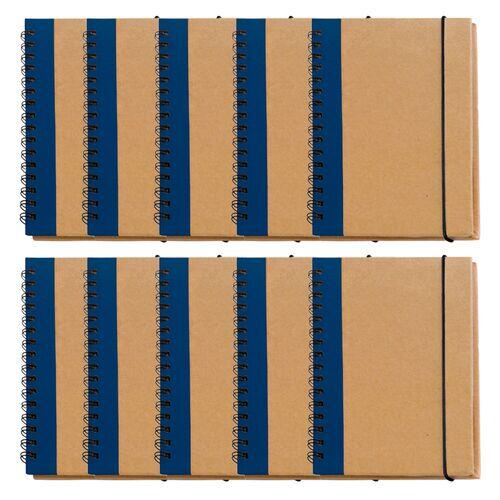 Kit 10x Caderneta de Anotações Ecológica 10x14cm 60 Folhas Sem Pauta Azul
