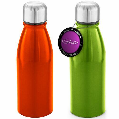 Kit 2x Squeeze Alumínio 500 ml Wave TopGet Laranja e Verde