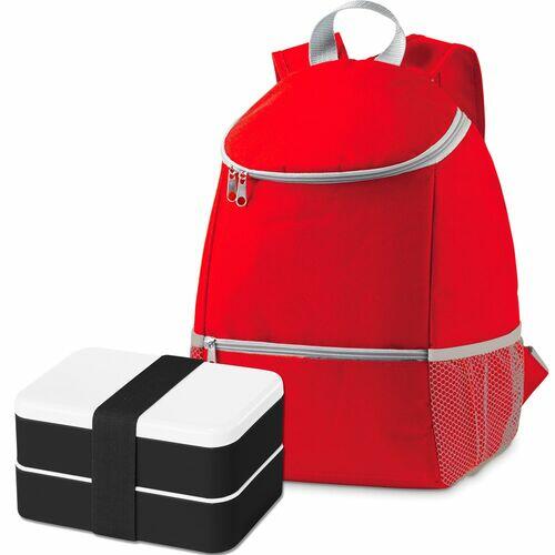 Kit Mochila Térmica Lunch e Marmita TopGet Vermelho e Preto