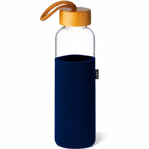 Garrafa de Vidro 600 ml com Capa e Tampa de Bambu Soft Premium TopGet