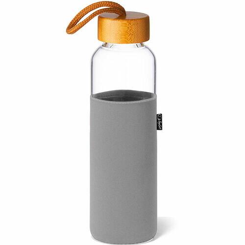 Garrafa de Vidro 600 ml com Capa e Tampa de Bambu Soft Premium TopGet