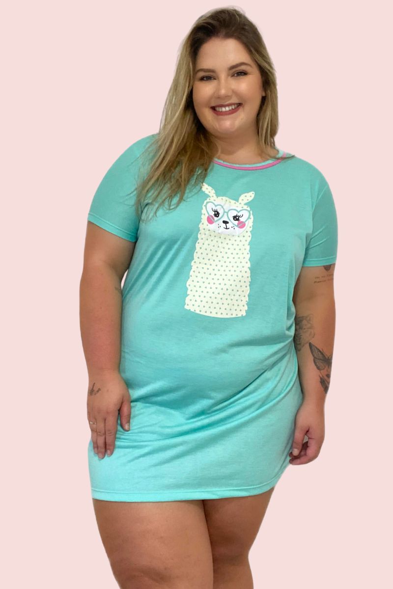 Camisola Plus Size malha meia manga 48