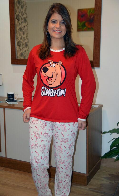 Pijama Longo Adulto de Malha Scoob Calça Marfim