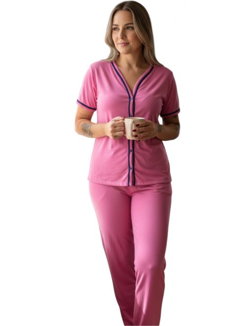 Comprar Pijama longo botão Rosa Fabrica de Pijamas Atacado e Varejo|  Atacadao dos Pijamas