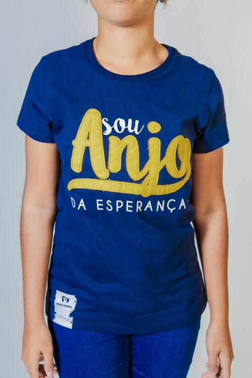 Camiseta Sou Anjo da Esperança (Feminino, Azul)