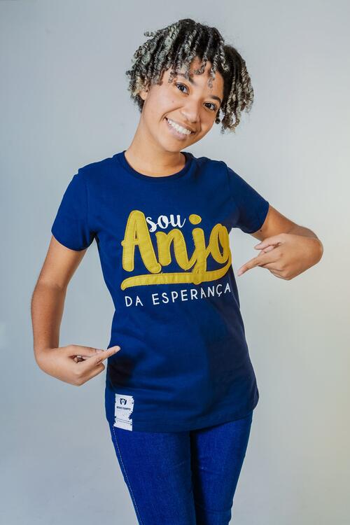 Camiseta Sou Anjo da Esperança (Feminino, Azul)