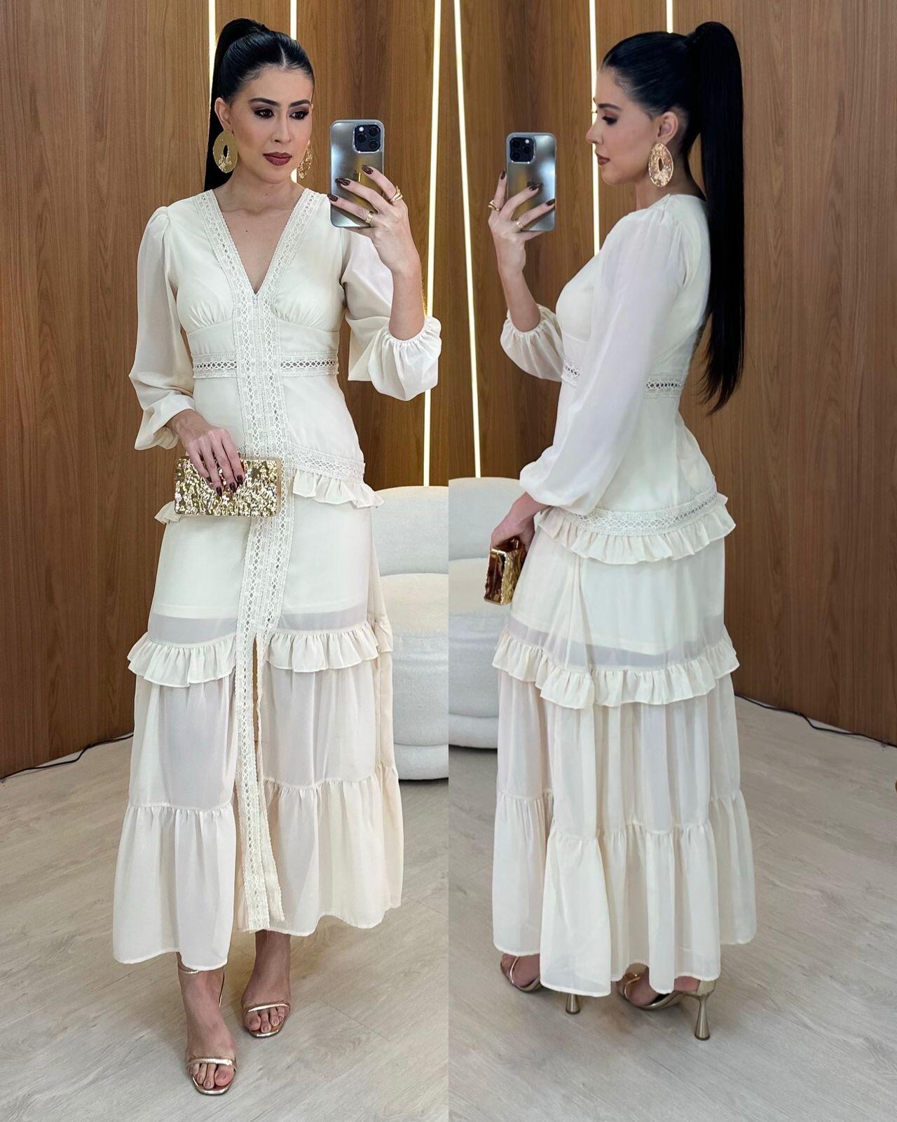 Vestidos largos de chiffon con tirantes finos y escote en V Marrón Tallas Grandes