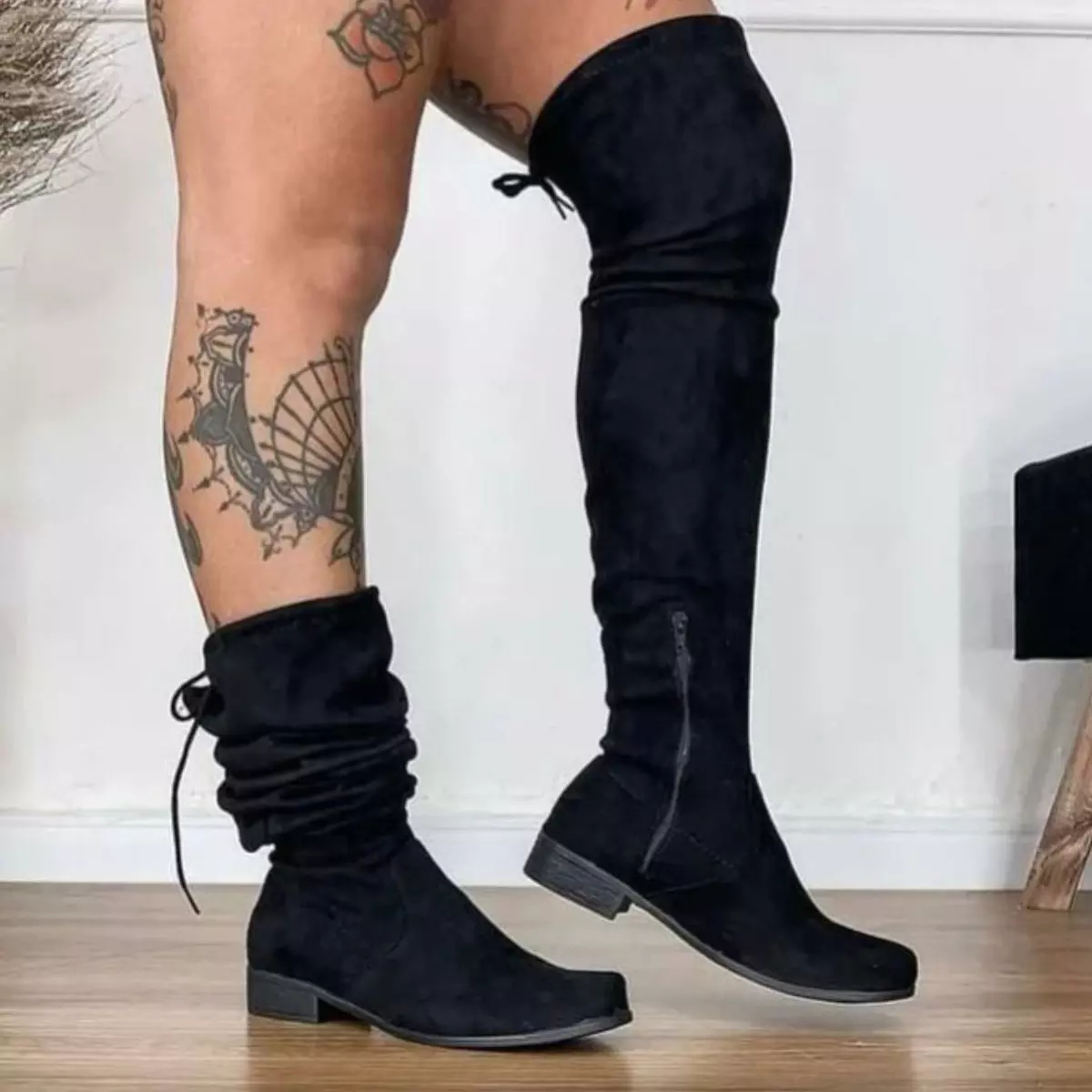 Salto Bloco Bota Over The Knee Sem Salto Botas Femininas Bota Over