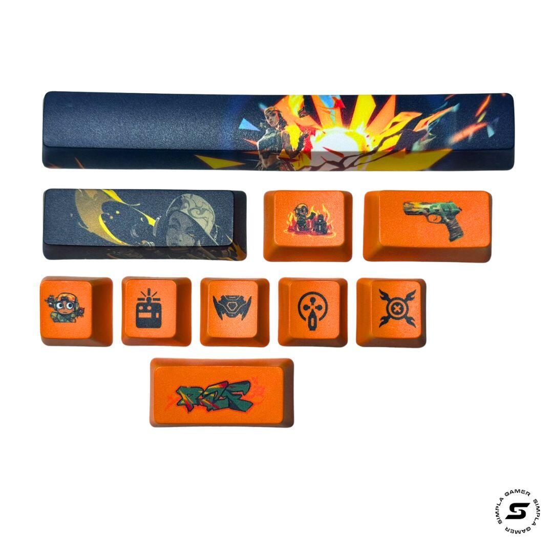 Custom Raze Key Caps Raze - 10 Keycaps Valorant Raze (PBT, Perfil OEM) - a partir de R$99,75