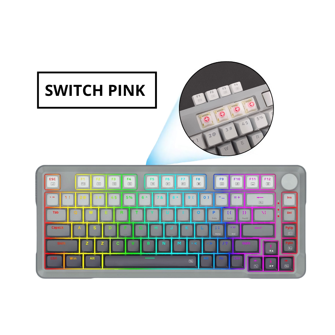 Comprar Teclado Magnético HZ-82 switch pink com Knob EYooso - a partir ...
