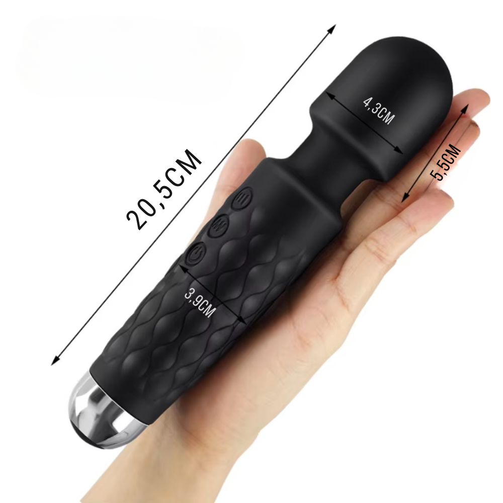 Super varinha mágica - vibrador 21 cm - Preto