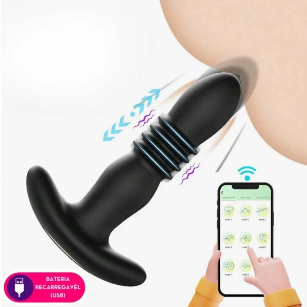 Comprar Estimulador Anal Plug Vai E Vem Vibrador - a partir de R$64,82