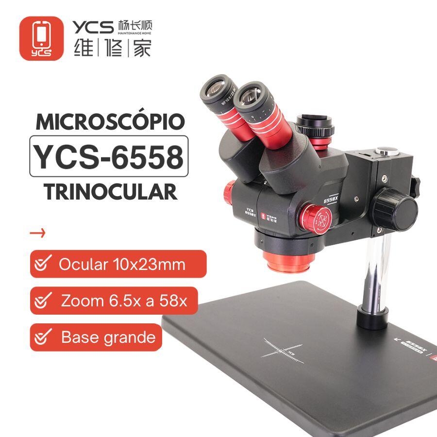 Comprar Microscopio Trinocular YCS 6558X Zoom 6.5x a 58x Base