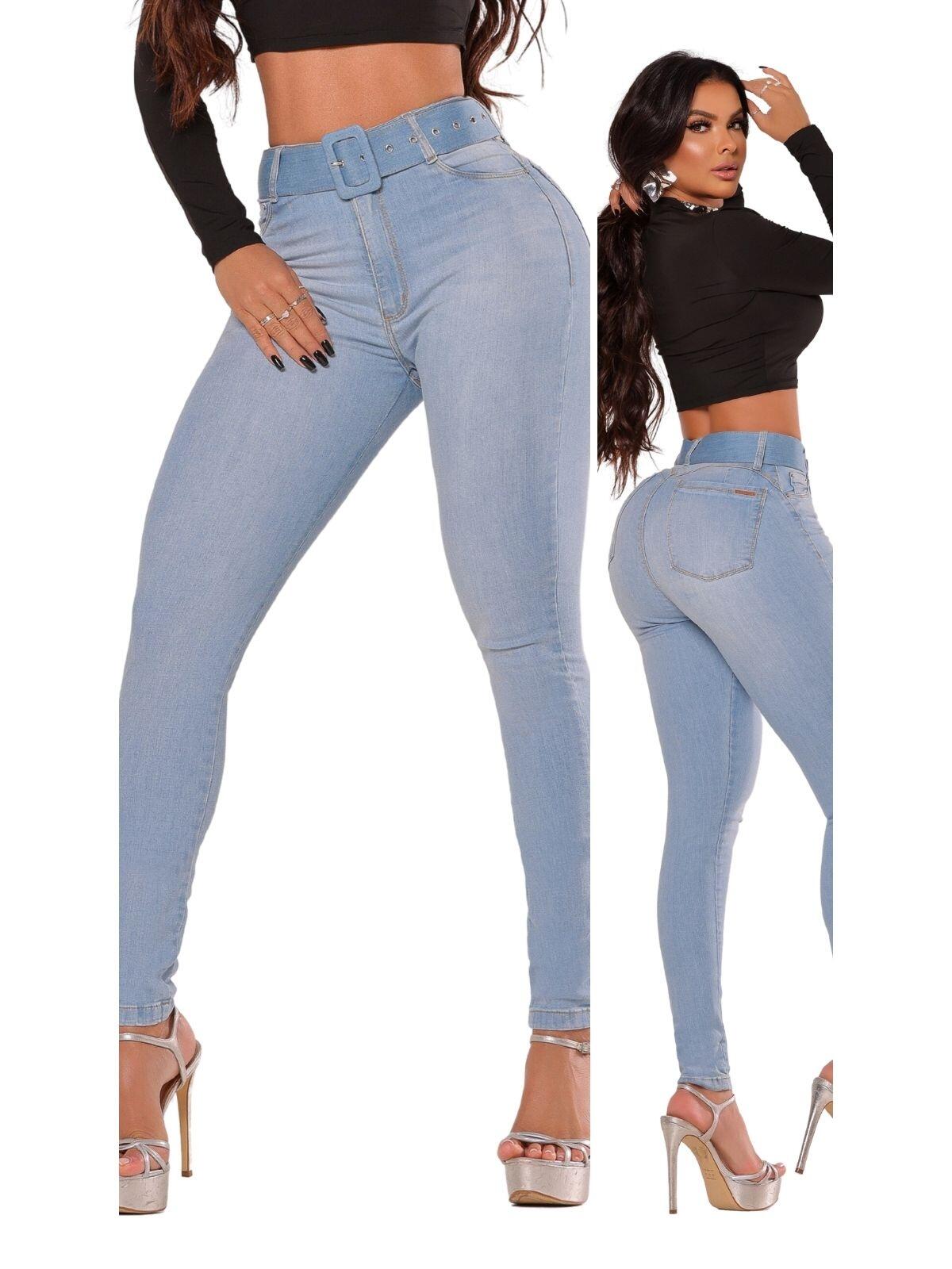 Comprar Calça Jeans Feminina Cinto e Bojo modela aumenta Bumbum - Loyal  Denim