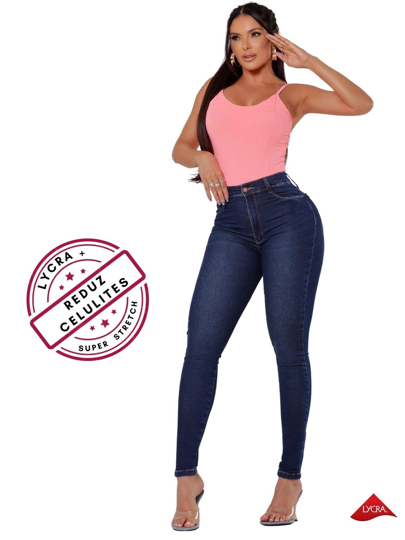 Calça Jeans Skinny Feminina Modeladora Cintura Alta