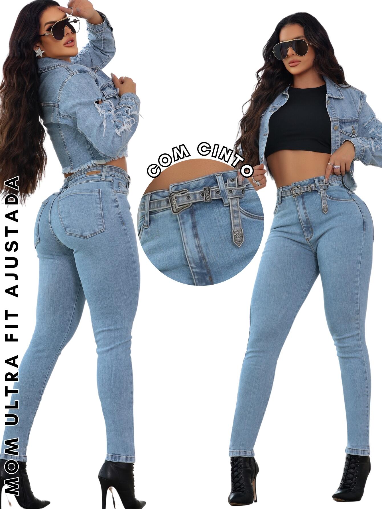Calça Jeans Feminina Skinny Stretch Premium Com Cinto Estilo - LD Jeans -  Kit Feminino - Magazine Luiza