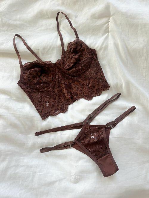 Mini Set Renda Conjunto Angel Em Renda S/ Bojo C/ Aro de Sustentação Calcinha em Renda ...