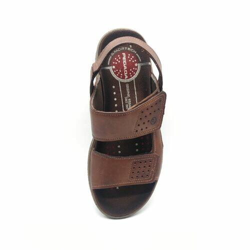 Pegada Sandália Masculina em Couro com 2 Velcros Ref. 132206