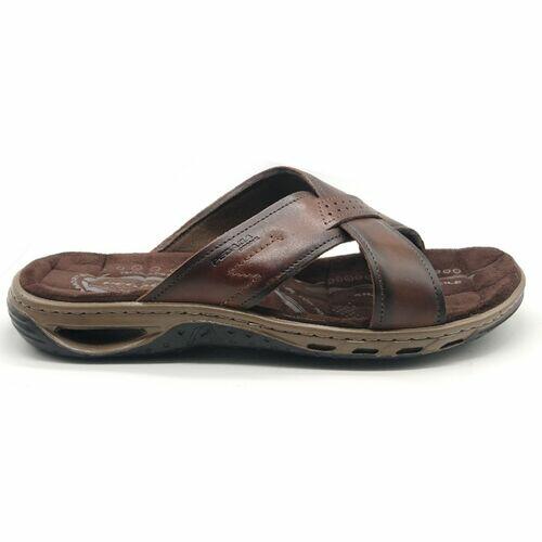 Pegada Chinelo Tira Cruzada Masculino em Couro Ref. 131661
