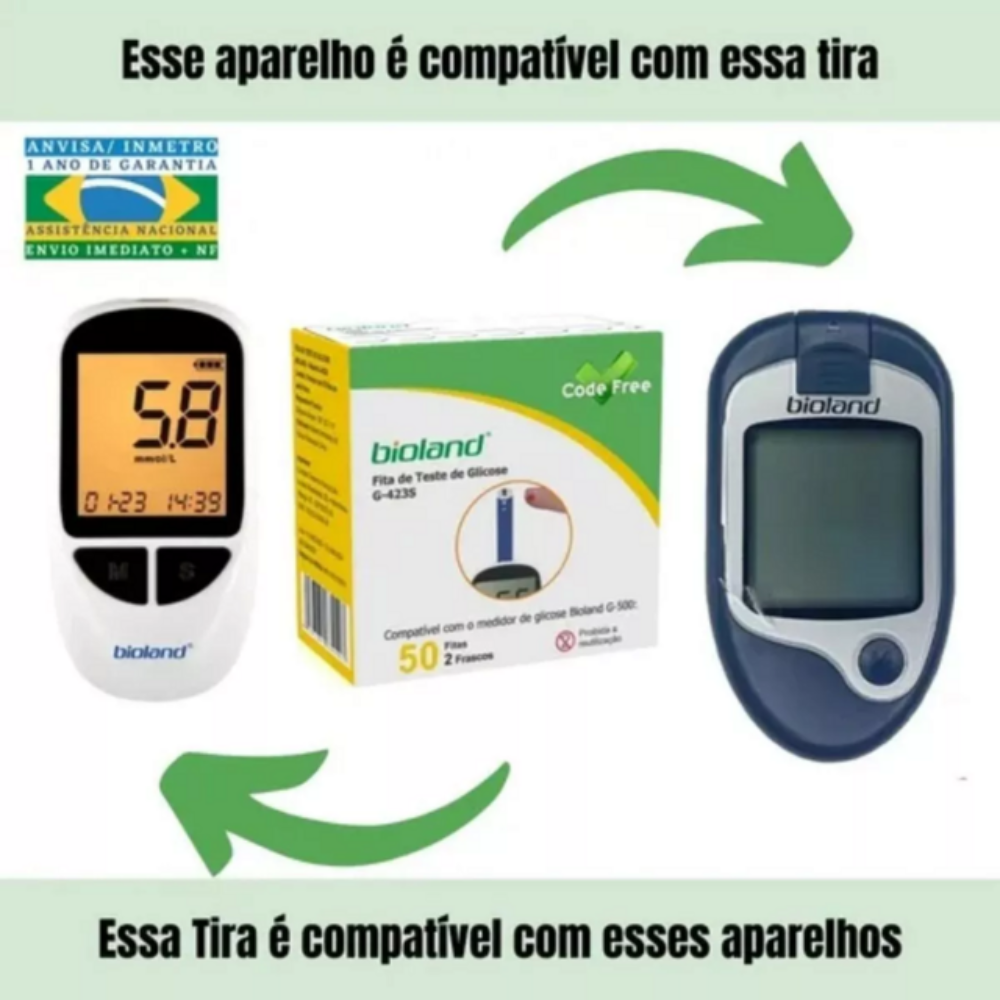 Comprar Fita Para Medição Teste De Glicose G-423s Code Free Bioland - a ...