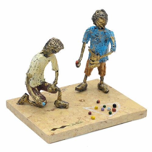 ARTESANATO ESCULTURA MENINOS BOLINHA DE GUDE