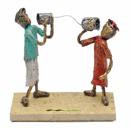 ARTESANATO ESCULTURA MENINOS TELEFONE SEM FIO