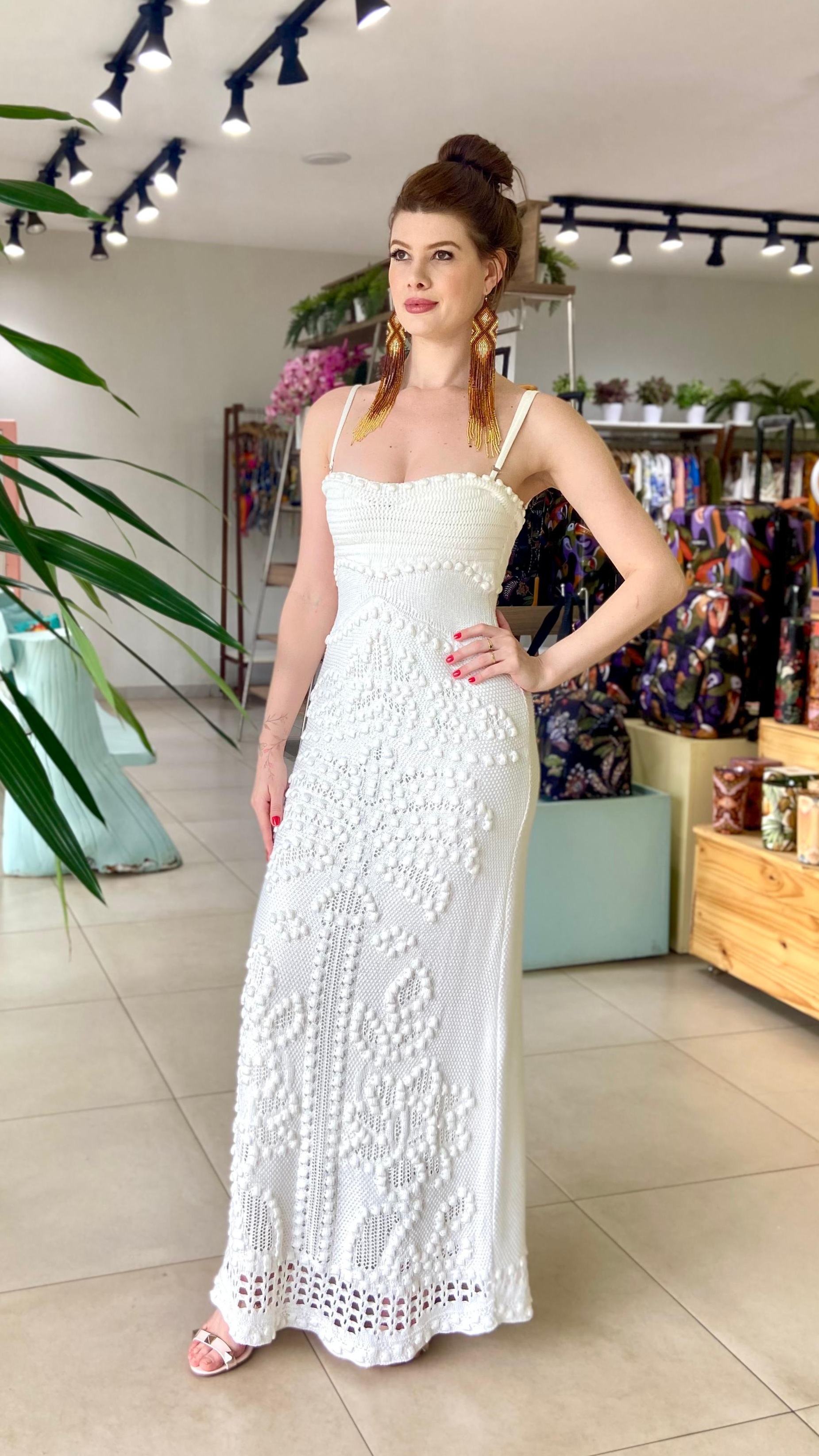 Tricot Modal Vestidinho De TricÃ´ Vestido TricÃ´ Tricot Branco