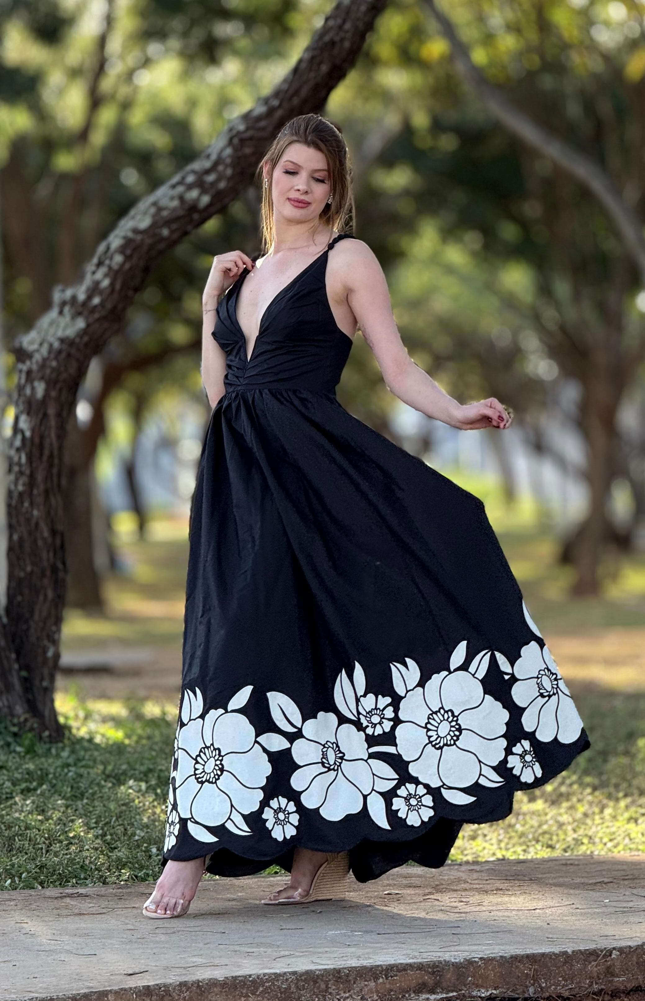 Verão Roupas Para Usar De Noite Vestido Bordado Flor Da Noite FARM