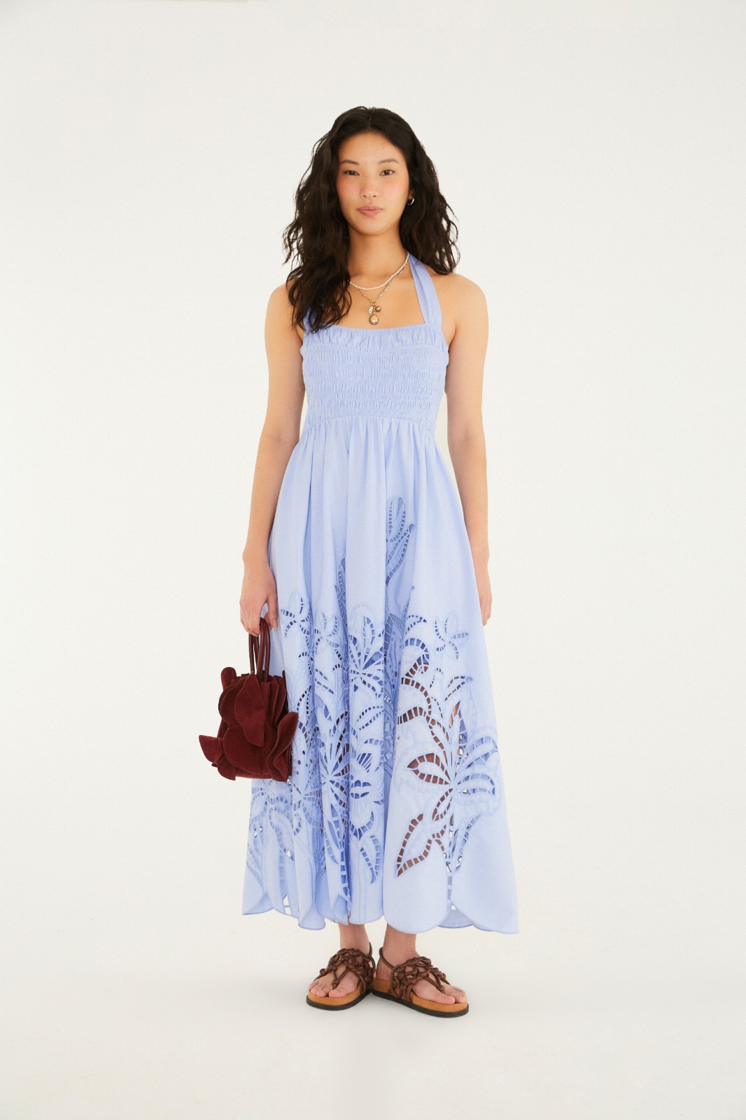 Comprar Vestido Barrado De Richelieu Aquaflora Azul FARM - Inverno