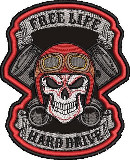 1960's〜 Patch Design Filled Award BZ Comprar Patch Bordado Free Life Caveira 13x10,5 cm Cód.1971 - a