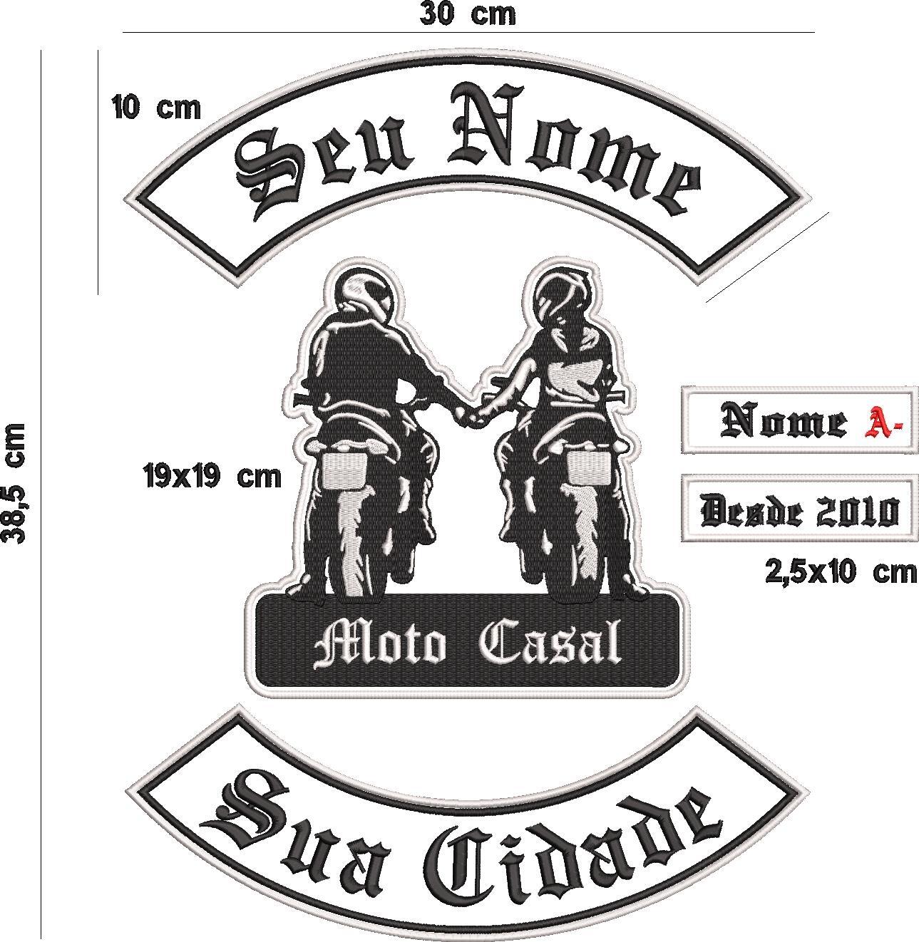 Comprar Patch Bordado Moto Casal Seu Nome e sua Cidade Cód.6298