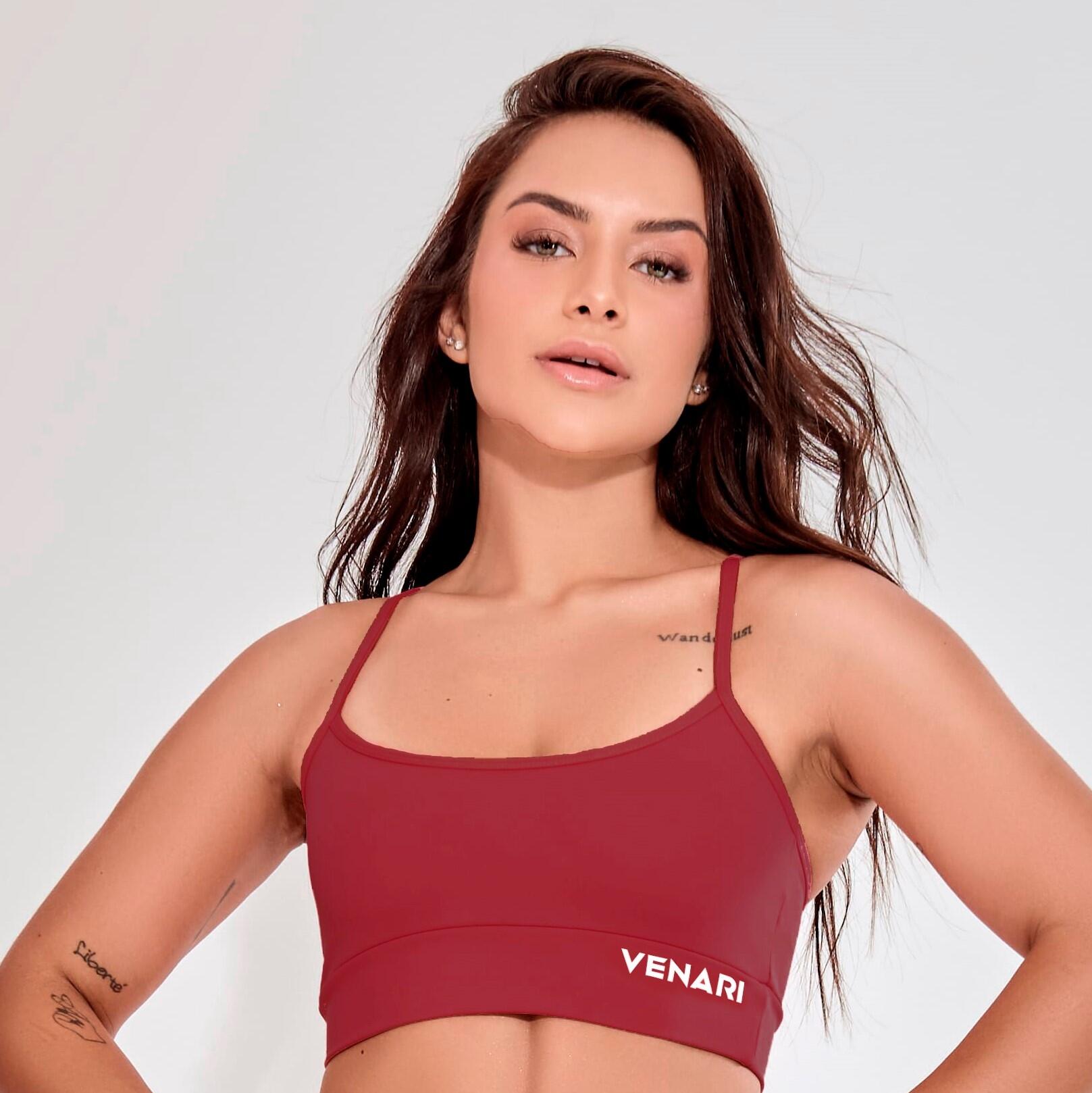 Compre Online Top Cropped Fitness Vinho Básico na Venari - a