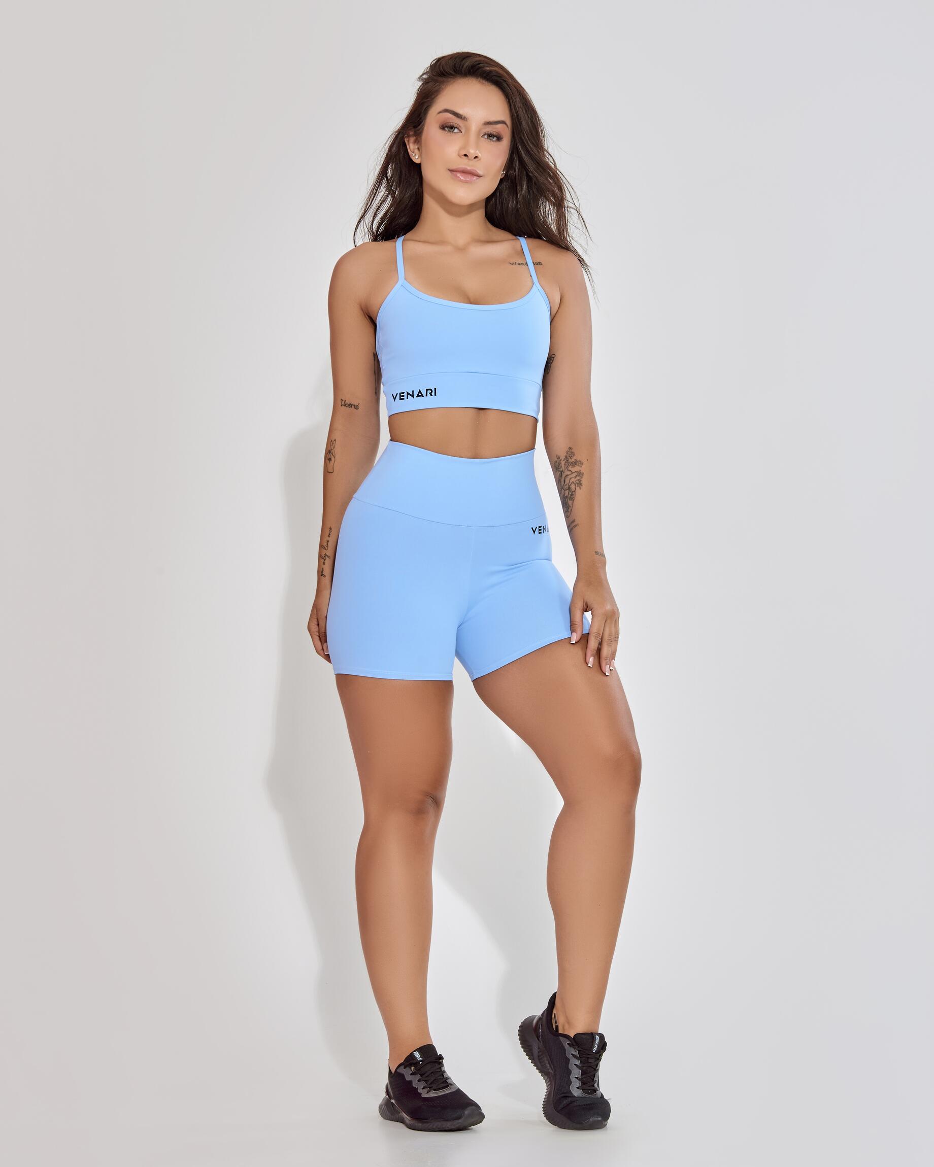Compre Online Top Cropped Fitness Azul Fly Básico na Venari - a