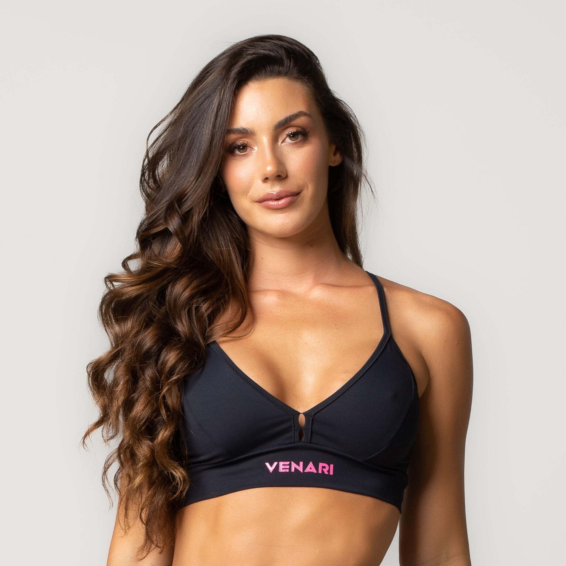 Compre Online Top Cropped Fitness Preto Decotado na Venari