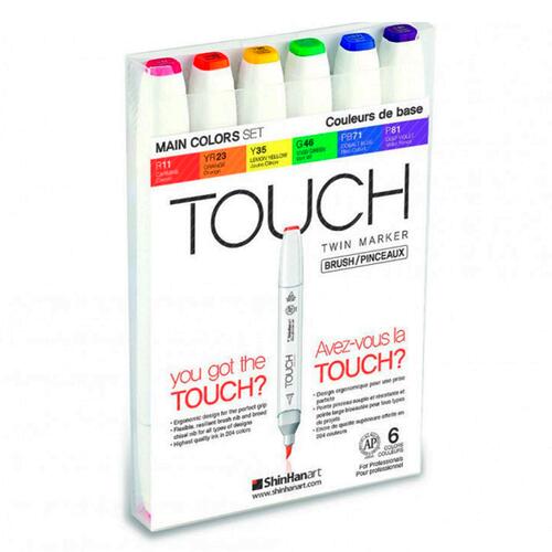 Shinhan Art Touch Twin Brush 1200613 Main Colors 6-Piece Marker Set