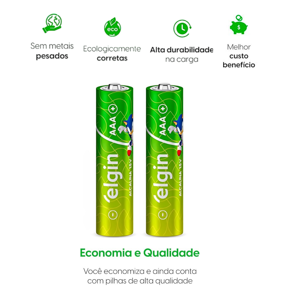 Comprar Pilha Alcalina Elgin AAA LR03 4 unidades - a partir de R$12,25