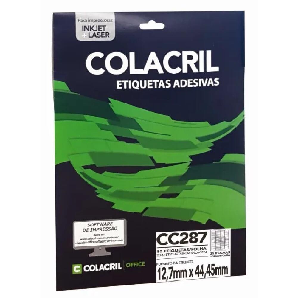 Comprar Etiqueta Adesiva Colacril Carta CC287 12,7x44,45mm c/25 fls - a ...