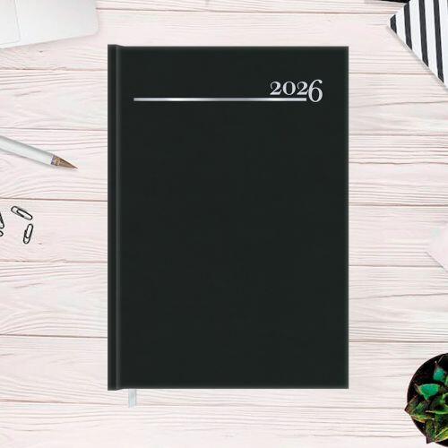 Comprar Agenda 2026 Redoma Costurada Diária Safira Preta 138x200mm