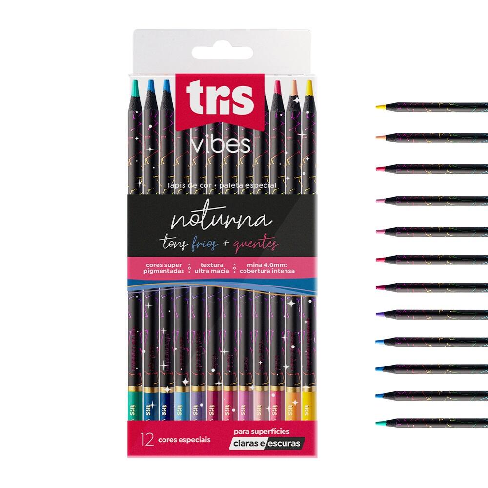 Comprar Lápis de Cor Tris Vibes 12 Cores Noturna Tons Frios e